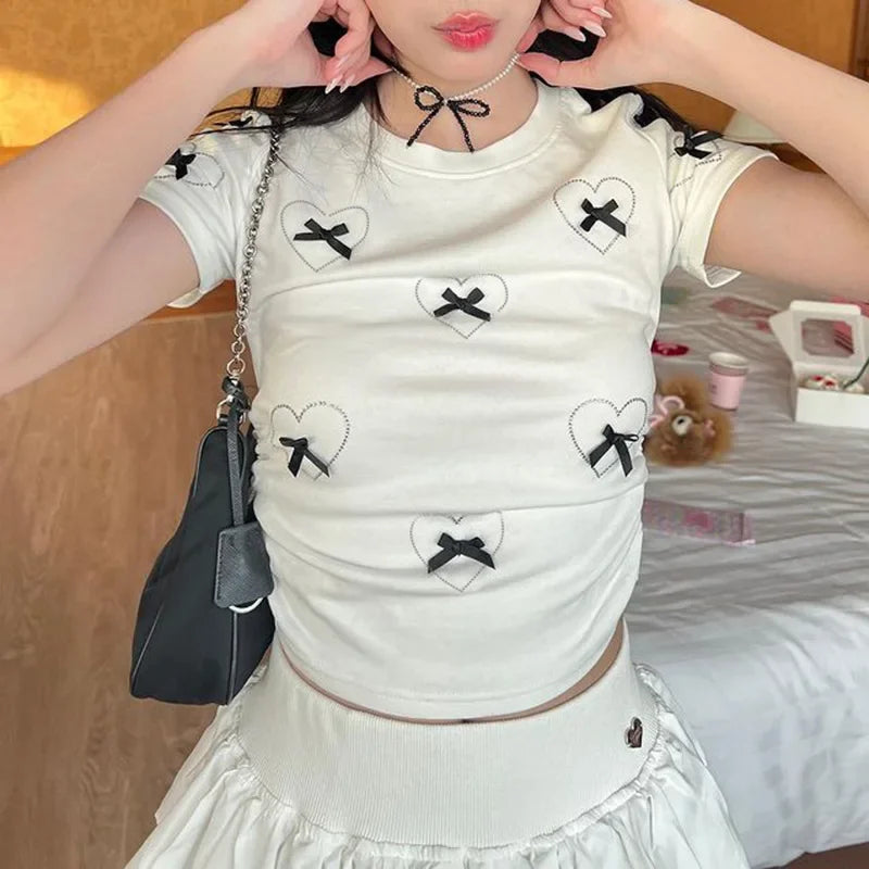 Tees T Shirt Clothes For Women Clothing Japanese 2000s style Y2K T-Shirts Friends Crop Tops Cutecore Women Blusas Ropa Camisetas