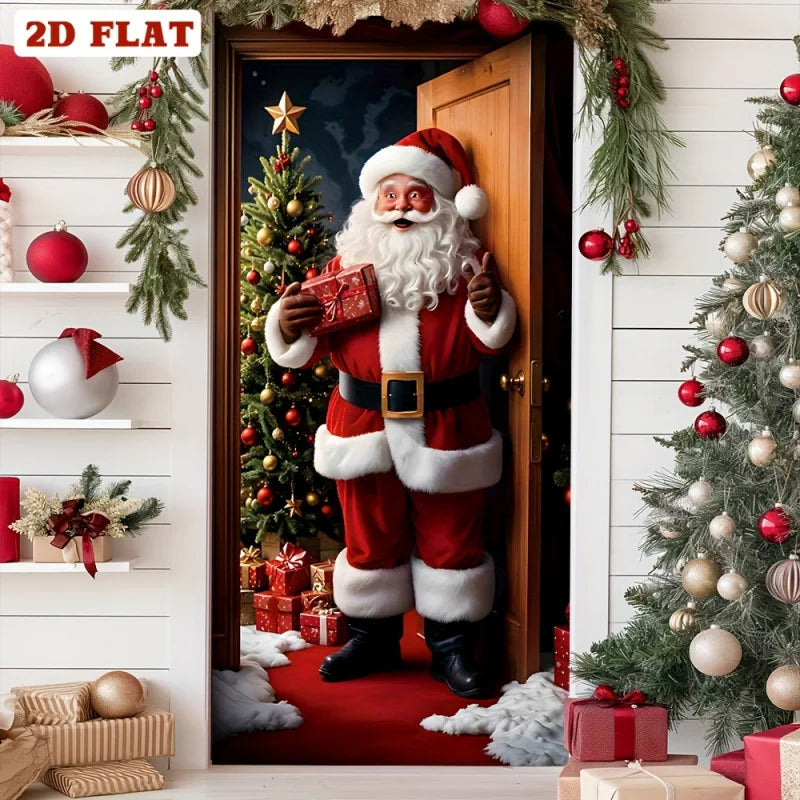 1Pc Christmas Door Hanging Decoration Featuring a Delightful Santa Claus Design; Suitable as a Home Entrance Decoration