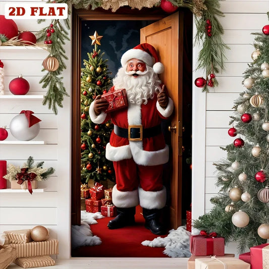 1Pc Christmas Door Hanging Decoration Featuring a Delightful Santa Claus Design; Suitable as a Home Entrance Decoration