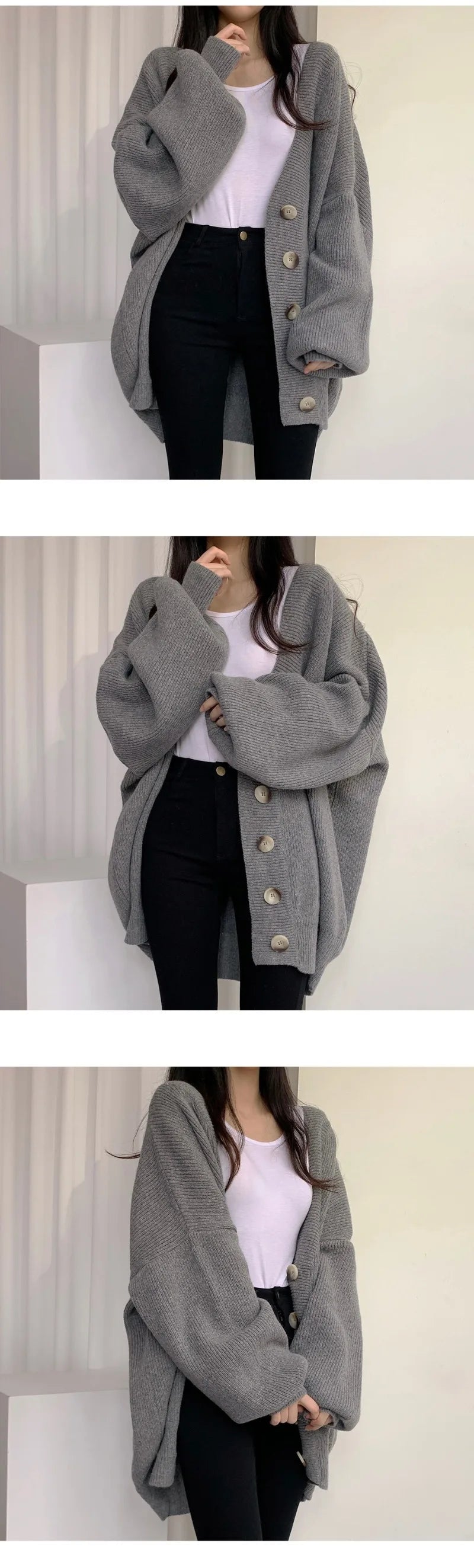 XIBUSANACN Cardigan Sweater Coat - Größe Regular, Loose