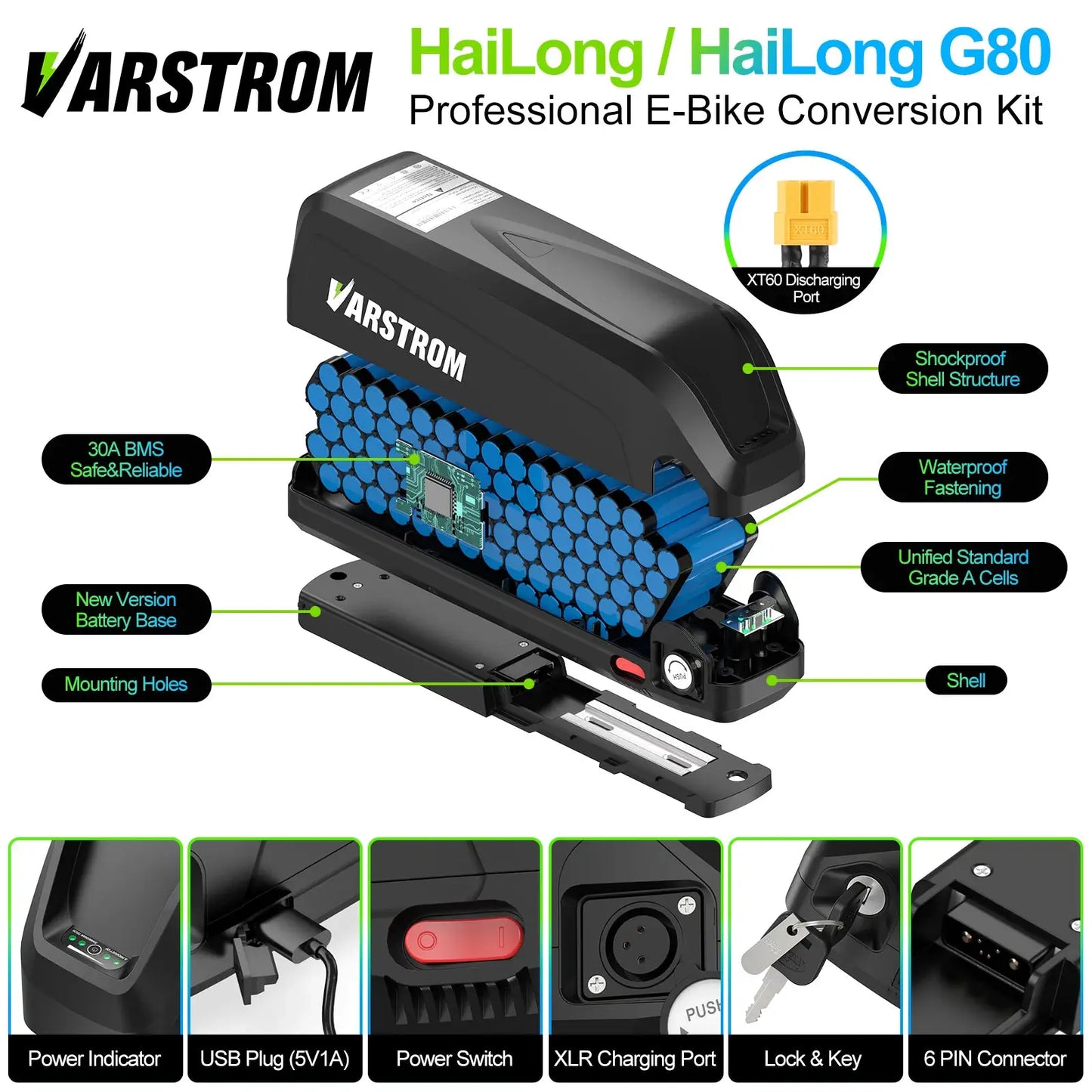 [EU Direktversand] eBike Akku mit Großer Kapazität Hailong Max Pack für Gepäckträger 48V 52V 36V 30Ah 25Ah 24Ah 20Ah 18,2Ah 16Ah 15,6Ah 13Ah mit 2-4A Ladegerät by Golden Bridge Store