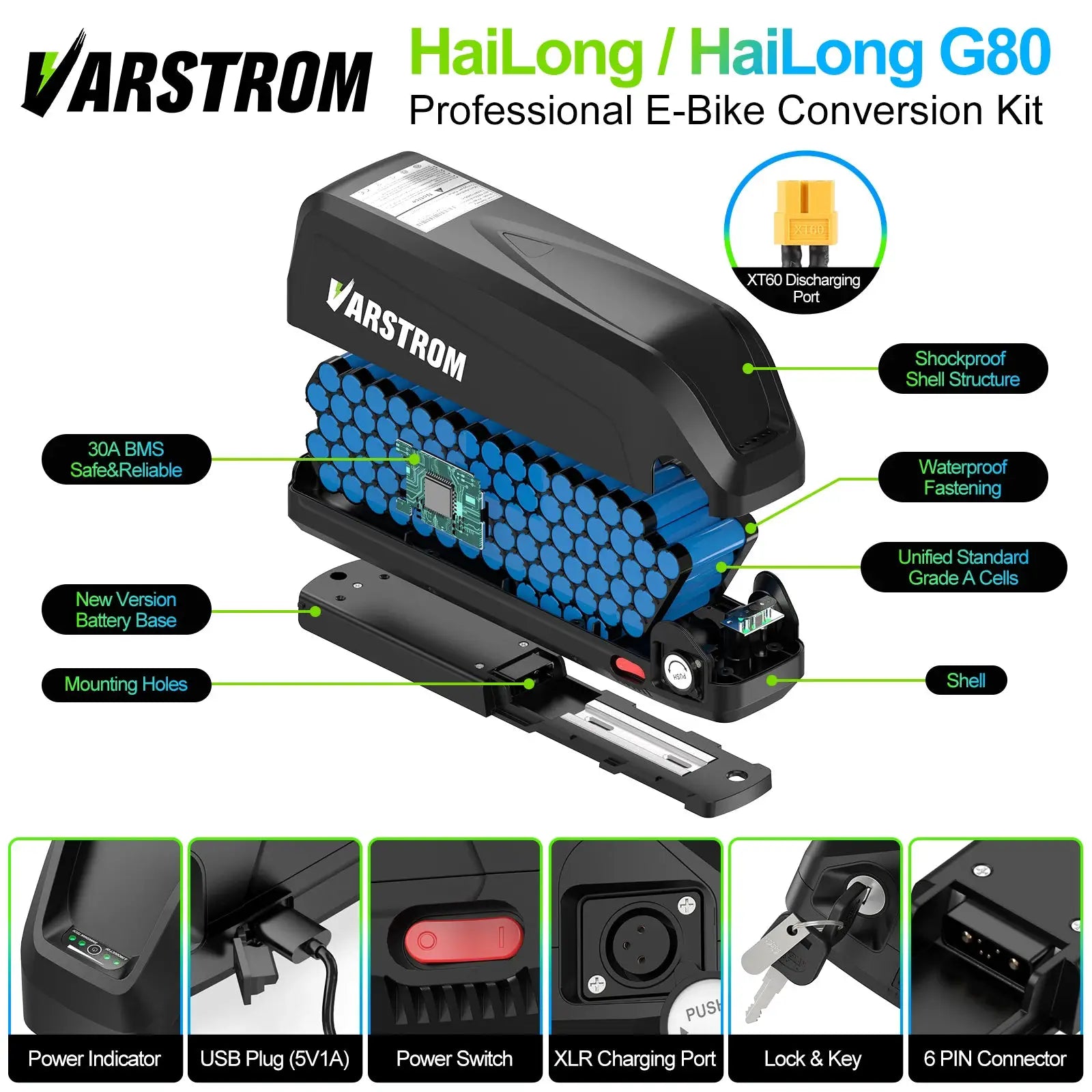 [EU Direktversand] eBike Akku mit Großer Kapazität Hailong Max Pack für Gepäckträger 48V 52V 36V 30Ah 25Ah 24Ah 20Ah 18,2Ah 16Ah 15,6Ah 13Ah mit 2-4A Ladegerät by Golden Bridge Store
