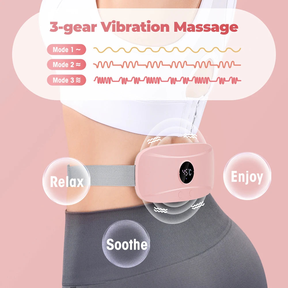 Menstrual Heating Belt 3 Gears Vibrating Electric Belly Massager Period Pain Relief Waist Stomach Abdominal Warming Belt Pad