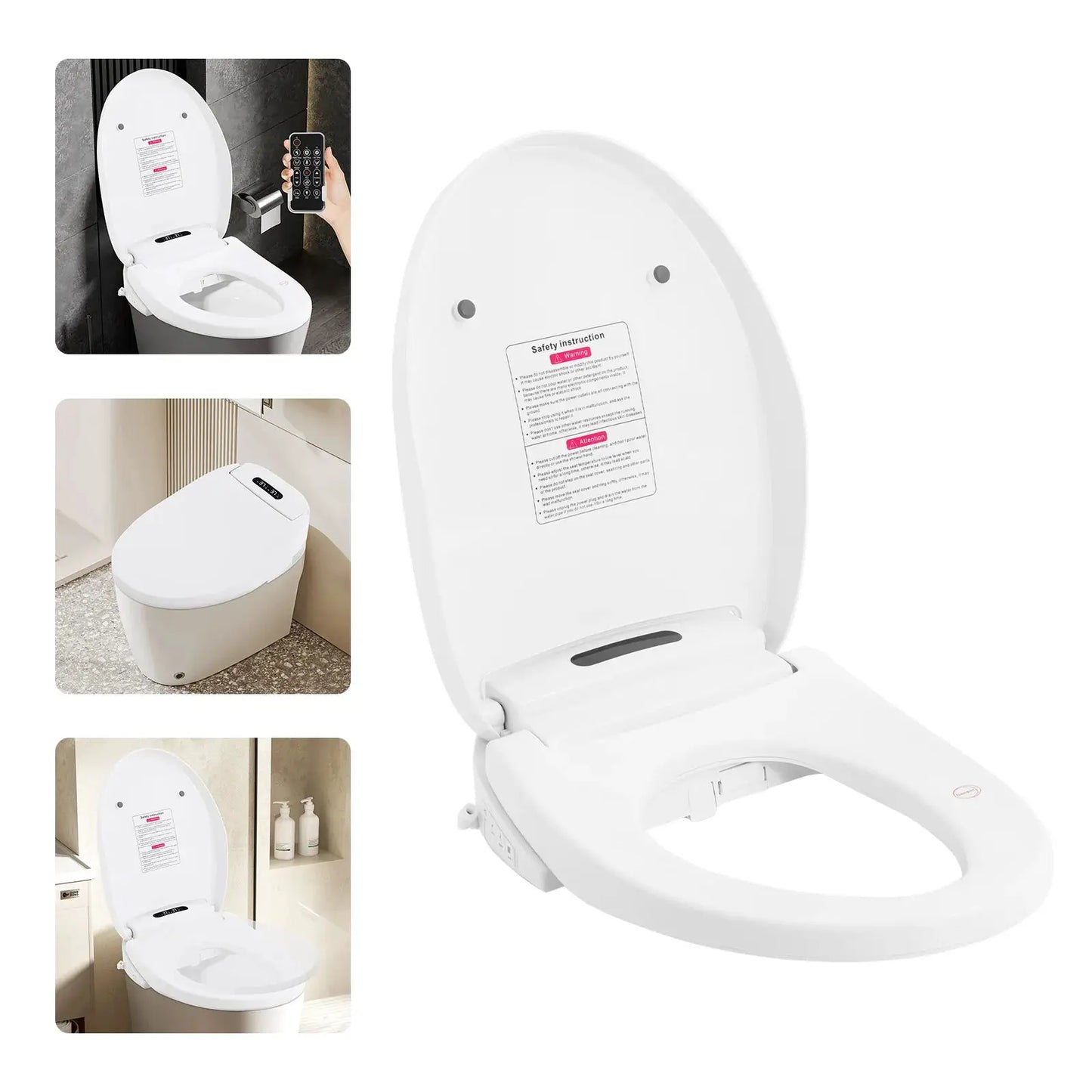 1300W Intelligenter Beheizter Bidet-Toilettensitz, 51cm Elektrischer Toilettendeckel Intelligenter V-Sitz, LED-Licht Fernbedienung/Tasten by Golden Bridge Store