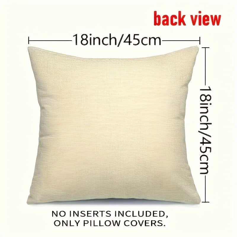 4PCS Set of Holiday Velvet Christmas Pillow Covers with Santa Claus, Snowman, Reindeer, and Poinsettia - Without Lining