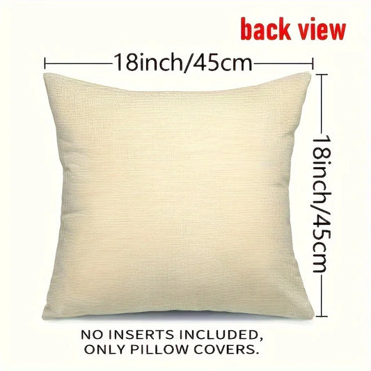 4PCS Set of Holiday Velvet Christmas Pillow Covers with Santa Claus, Snowman, Reindeer, and Poinsettia - Without Lining