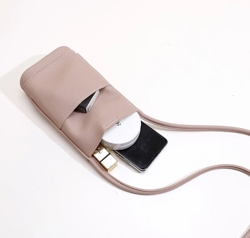 Modisch Handy Tasche Frauen 2025 - Crossbody Klein PU Leder Tasche - Neu Fashion Vielseitig Minimalist Unisex Shopping Phone Tasche