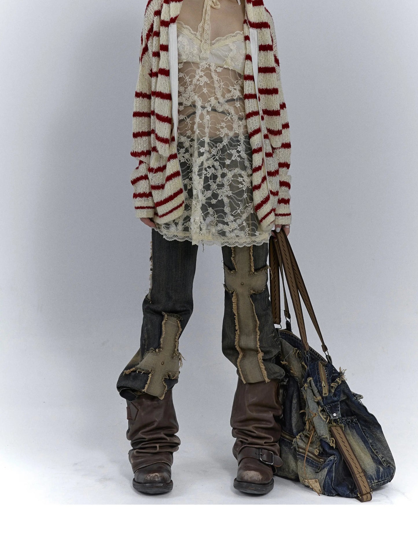 Karrcat Grunge Strickjacke Hollow Out - S/M, Vollarm