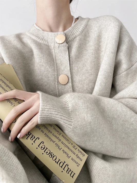 AOSSVIAO Strickjacke O-Ansatz - Größe L, Elastizität Hoch