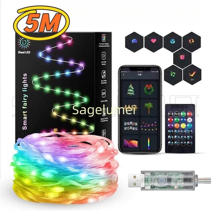 SAGE LU MEI RGB Smart LED Lichterkette - Länge 5–40 m, USB, 6 V DC