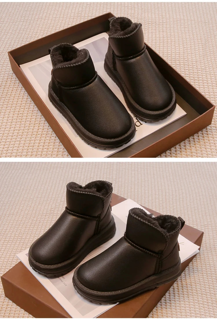 Kinder-Schneestiefel für Jungen und Mädchen, modisch, 2025, Herbst und Winter, warm, dick, Plüsch, Stiefeletten, rutschfest, Kinderstiefel, klassisches Gummi