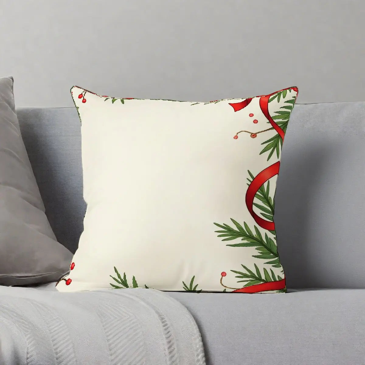 4-Piece Christmas Pillow Cover Set 45x45cm No Insert Festive Gift Boxes Holiday Greens for Sofa Styling Festive Celebrations