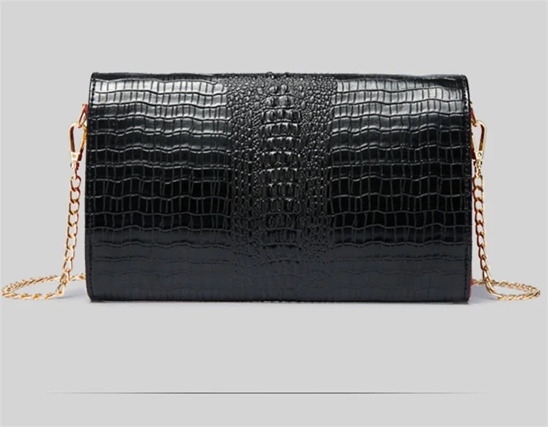Crocodile pattern leather bag women cowhide shoulder clutch