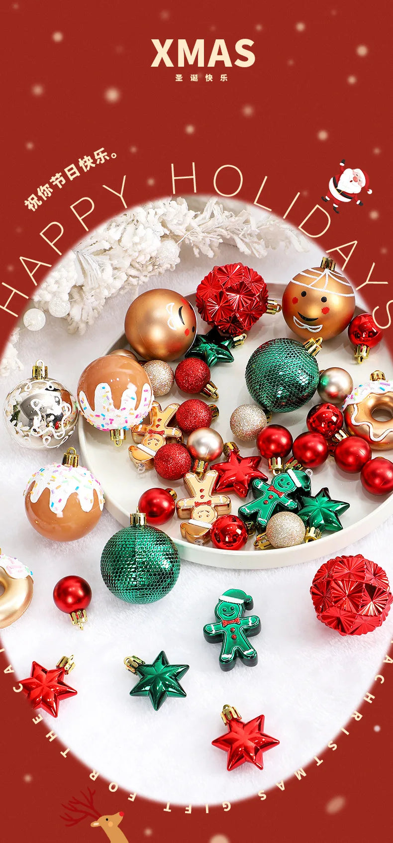 Choice Weihnachtskugeln Rot-Gold Lackiert - 42 Stück, 6 cm