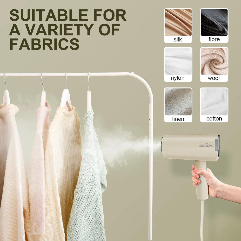 Sejoy Dampfglätter Tragbar - 150ml Handheld Stoff Dampfer Schnellhitzung 1000W Dampfbügeleisen für Zuhause Reisen