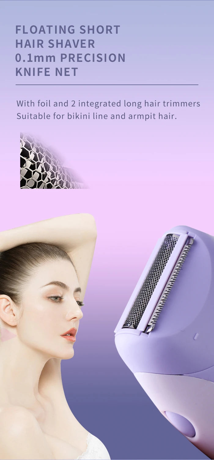 Kemei 4in1 Women Epilator Electric Shaver Facial Body Hair Removal Lady Leg Bikini Trimmer Hair Remover Underarms Rechargeable