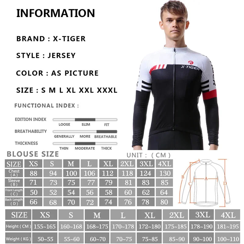 X-TIGER Top Qualität Radfahren Trikot 2025: Langarm MTB Fahrrad Polyester - Berg Fahrrad Sportbekleidung Atmungsaktiv Schnell Trocknend Schweißabweisend Taschen