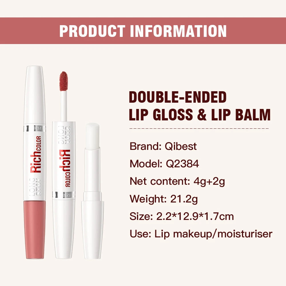 Double Head Matte Liquid Lipstick & Lip Plumper Oil Waterproof Long-Lasting Makeup Lip Balm Reduce Fine Lines Lipgloss Cosmetics