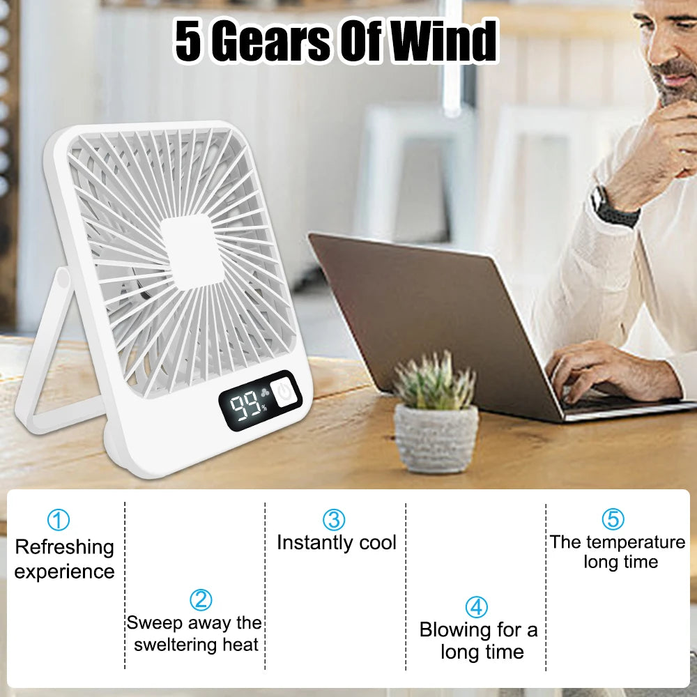 2025 New Small desktop fan USB charging Multi-scene use Car fan Camping fan Home office portable quiet outdoor simple summer fan