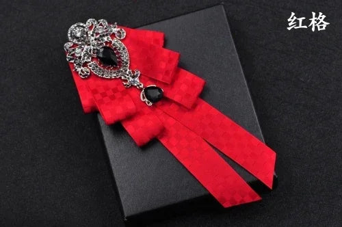 Fashion Handmade Bow Tie Wedding Collar Luxury Rhinestone Bowtie Necktie Brooch Pocket Towel Square Set Gift for Men Accessories