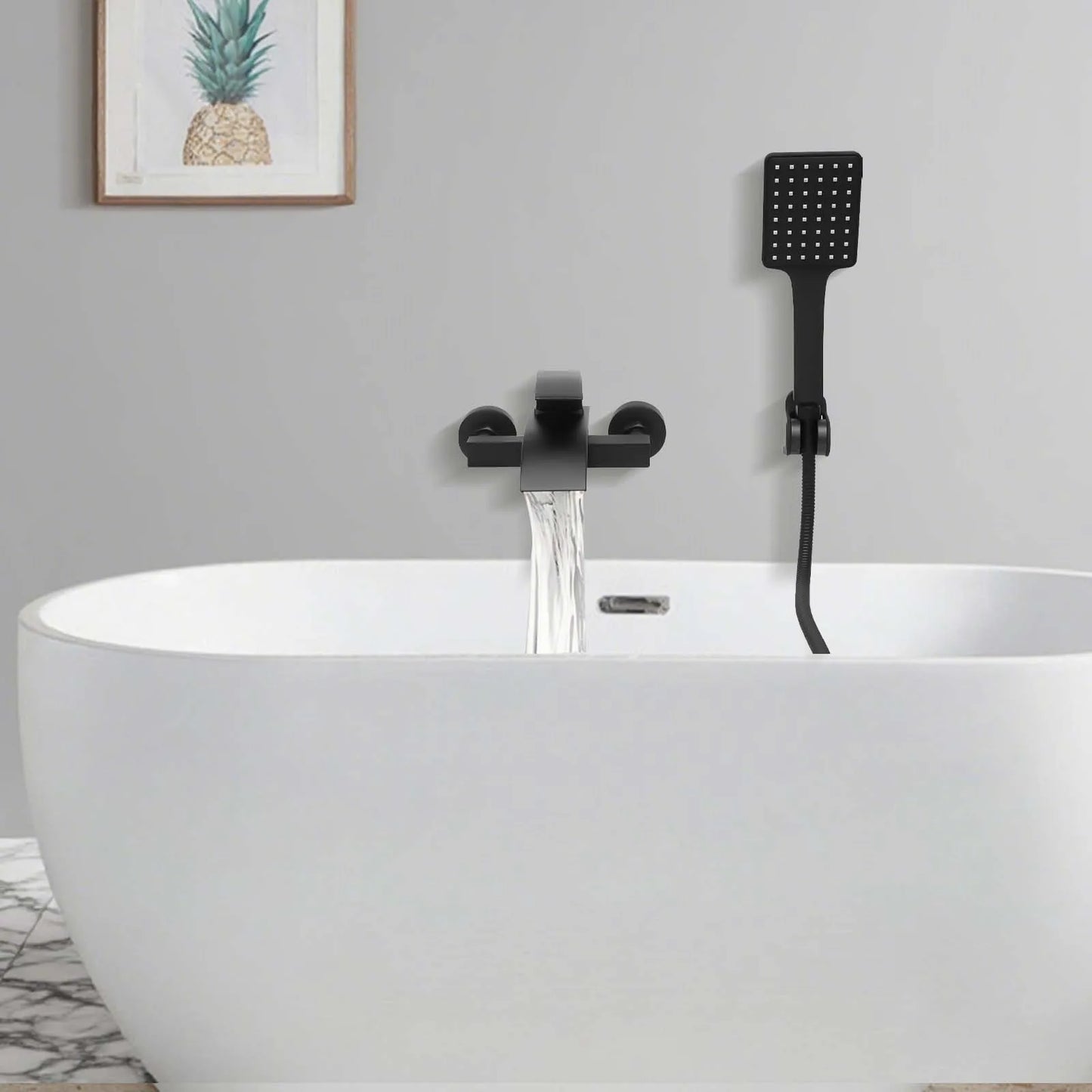 NONE Wasserfall-Badewannenarmatur Wandmontiert 2 Ausläufe