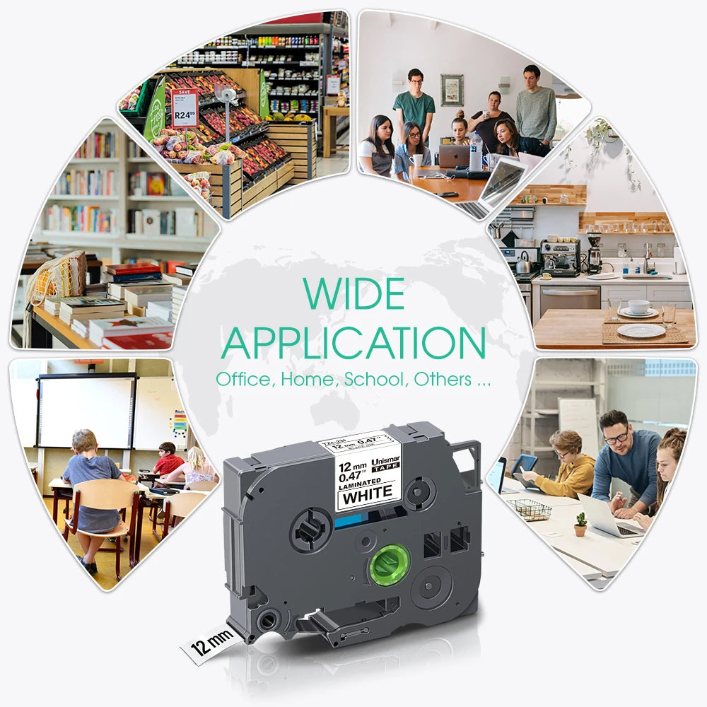 Label-Bänder 2025: 5PK-10PK TZe231 Compatible - Brother P-touch White Lamination Collection