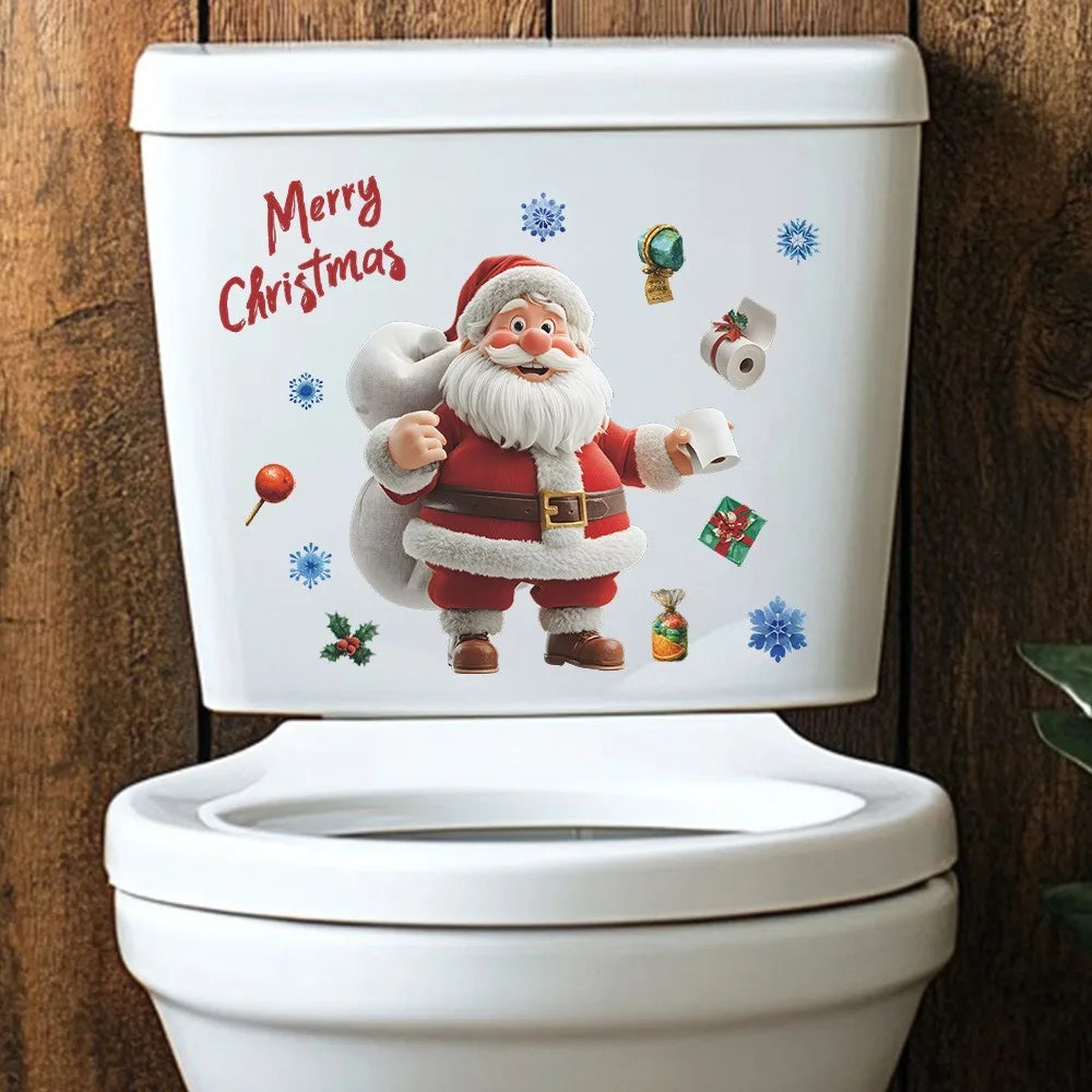 Christmas Toilet Sticker Merry Christmas Decoration Santa Claus Bathroom Sticker Home Toilet Decoration 2026 New Year Gift Fun