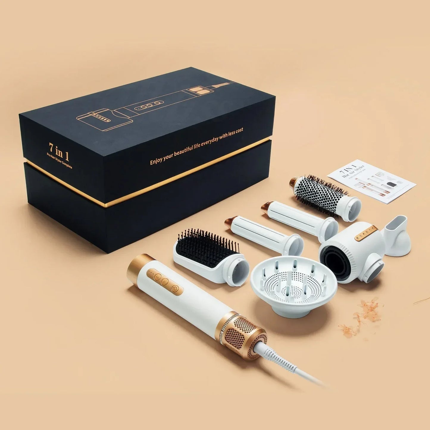 7 in 1 hair dryer brush set with negative ion, curling iron, straightener & hot comb