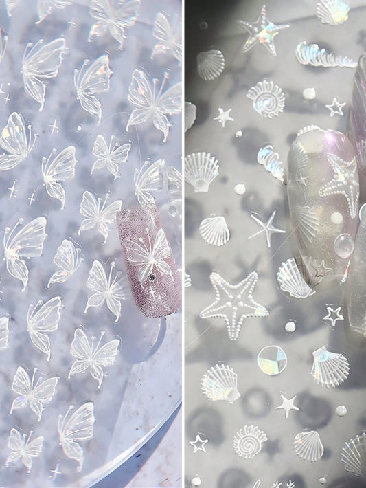 Choice 5D Nagelsticker Transparent - Muschel Seestern 3D
