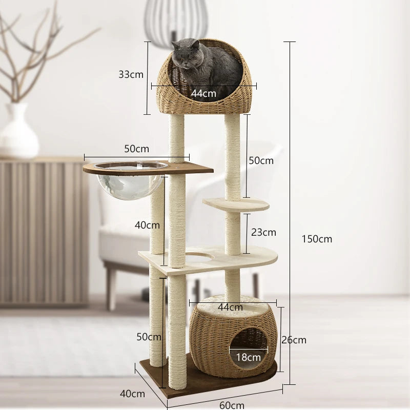 Multi-Story Cat Tree House multifunctional cat house Multi-layer tower cat scratching board Wooden pet supplies