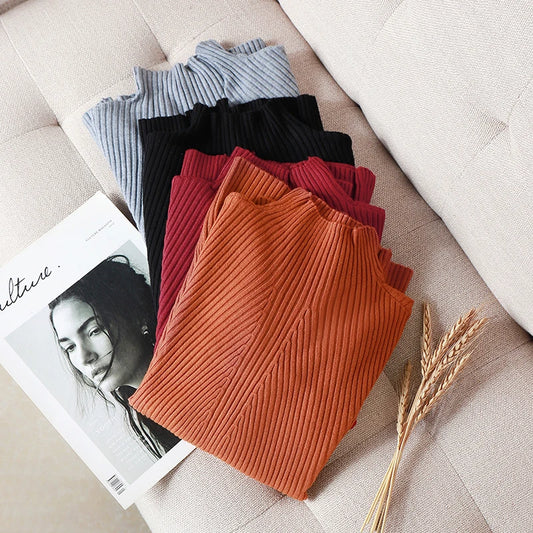 Livia Rippenpullover Slim Rollkragen - S-XL, Langarm