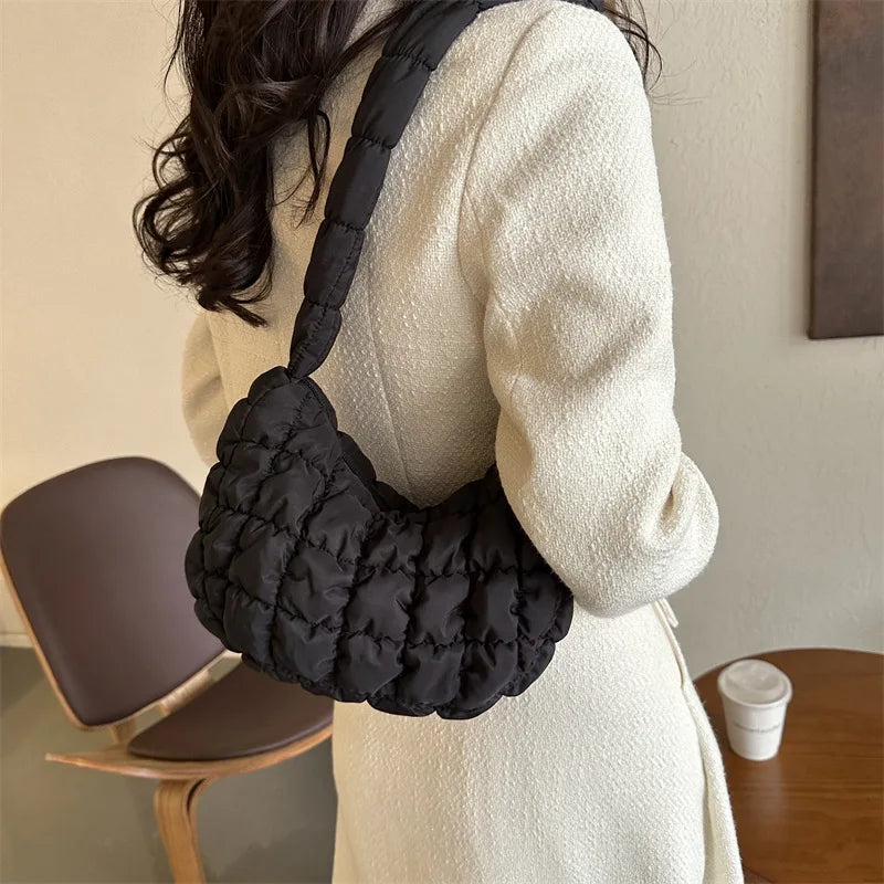Quilted Padded Crossbody Bag for Women Pleated Bubbles Cloud Shoulder Bags Large Tote Bucket Designer Bag Ruched Handbags 2024