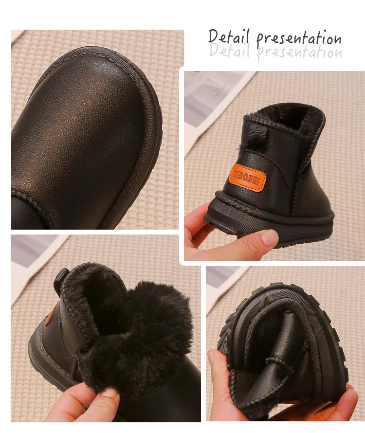 Kinder-Schneestiefel für Jungen und Mädchen, modisch, 2025, Herbst und Winter, warm, dick, Plüsch, Stiefeletten, rutschfest, Kinderstiefel, klassisches Gummi