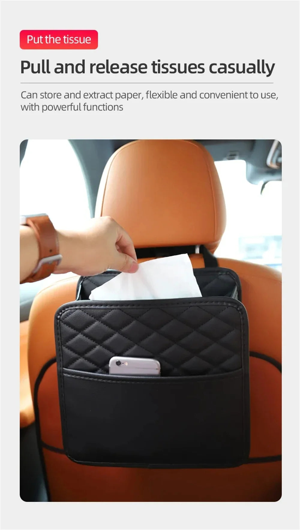 Multifunktional Auto Sitz Aufbewahrung Tasche 2025 - Leder Aufbewahrung Tasche Müll Tasche - Geeignet Meiste Auto Modelle
