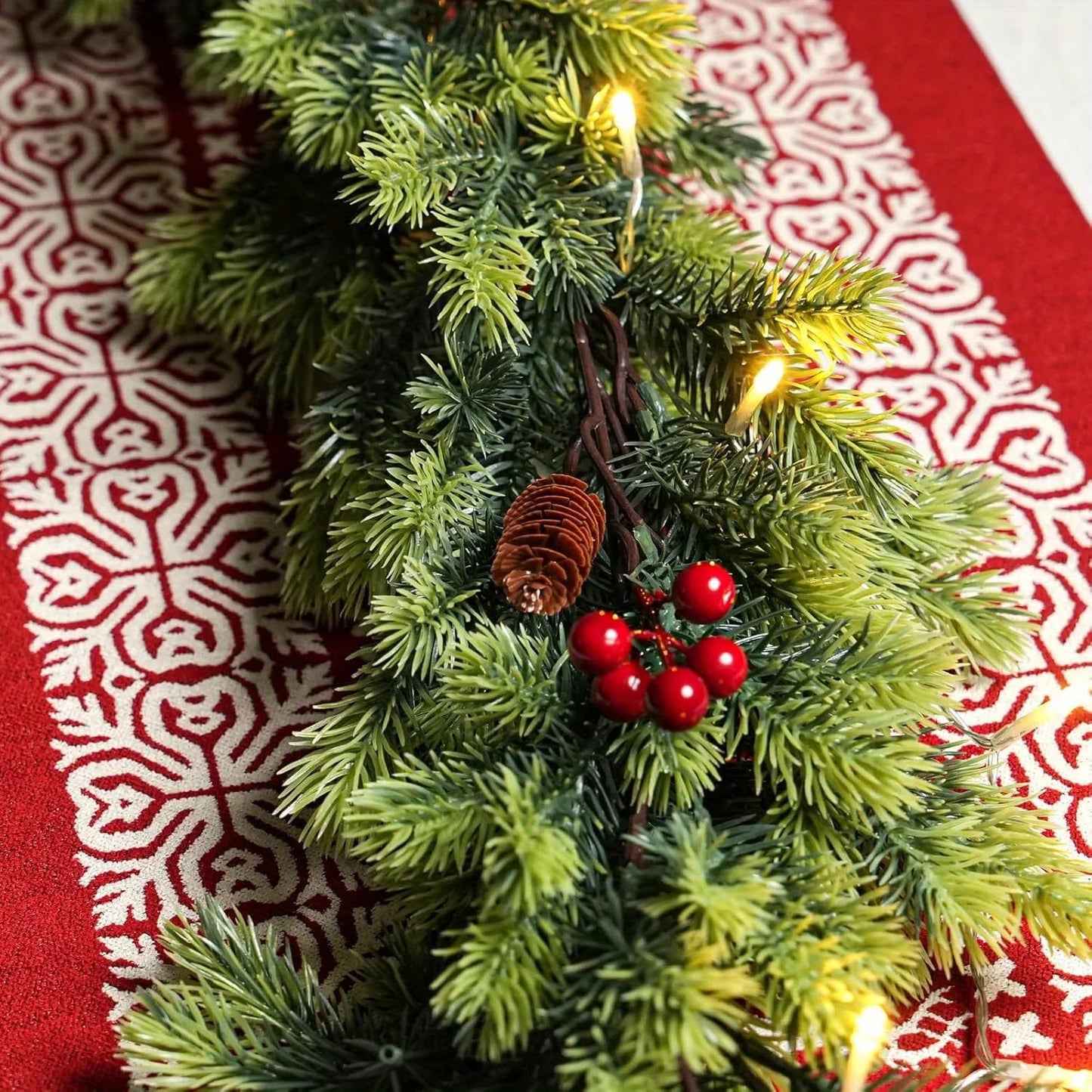 6 Fuß echte künstliche Girlande – ideal für Weihnachten, Winter und Neujahr, Dekoration für Mantel, Tisch, Wand, Weihnachtsdekoration