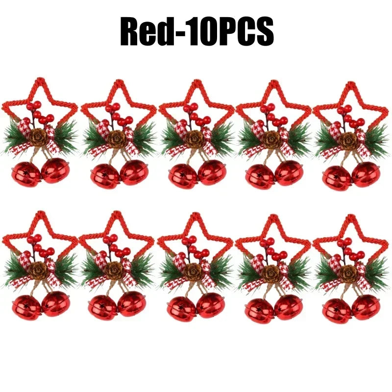 1–10 Stück Weihnachtsglocken-Anhänger mit rotgoldenen weißen Tannenzapfen und Schleife für Baumschmuck und Bastelbedarf für Feiertage
