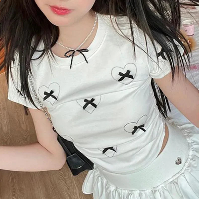 Tees T Shirt Clothes For Women Clothing Japanese 2000s style Y2K T-Shirts Friends Crop Tops Cutecore Women Blusas Ropa Camisetas