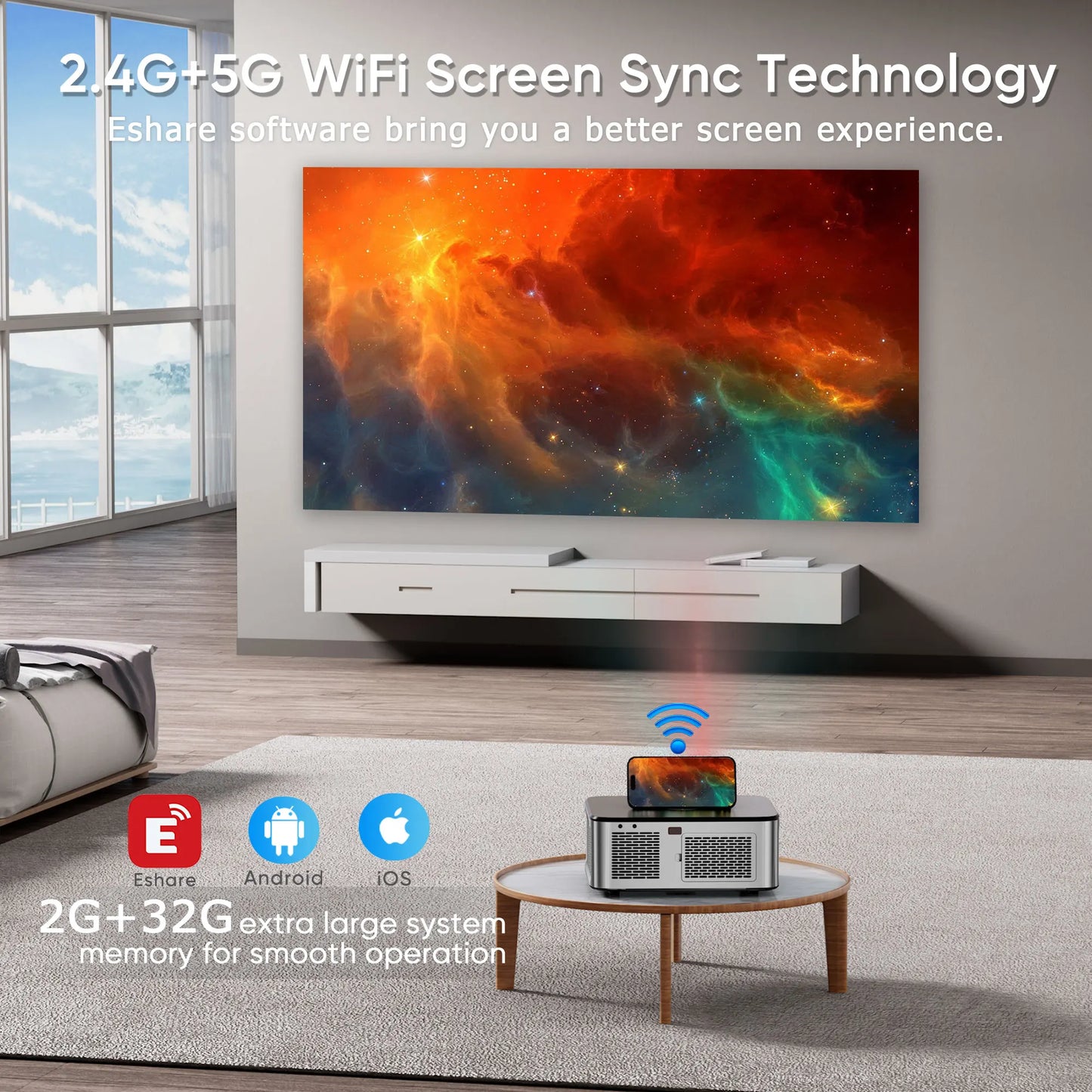 HORLAT T3N 4K LED-Projektor - 1500 ANSI-Lumen, 105 W, 13,5 Zoll