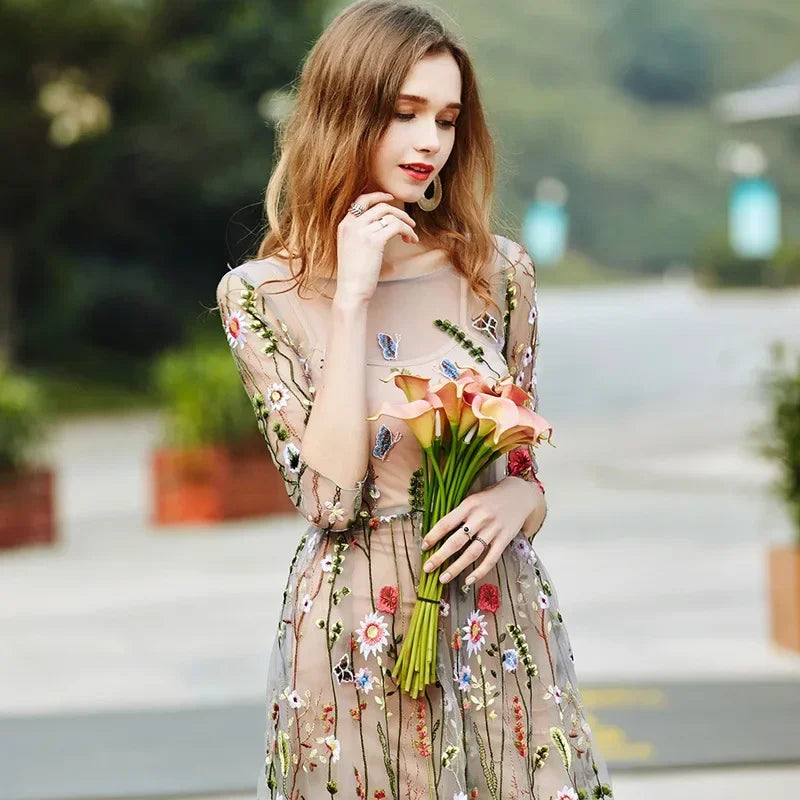 Damen Partykleid 2025 - Elegant Party Dress Bohemian Summer Seaside Resort Beach Long Skirt