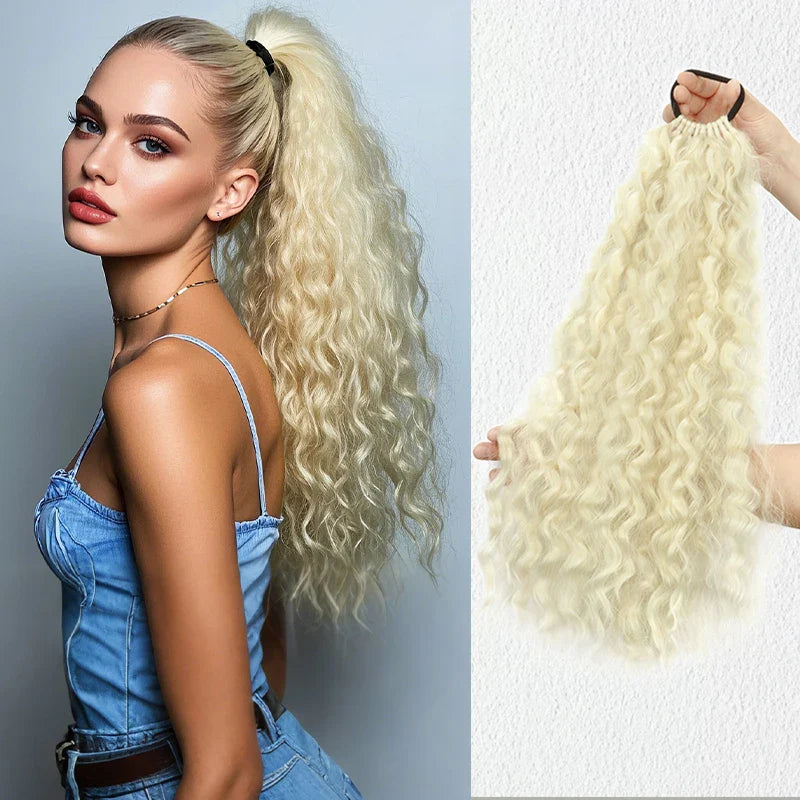 Synthetic long curly ponytail with elastic hair rope – daily & party hair extension