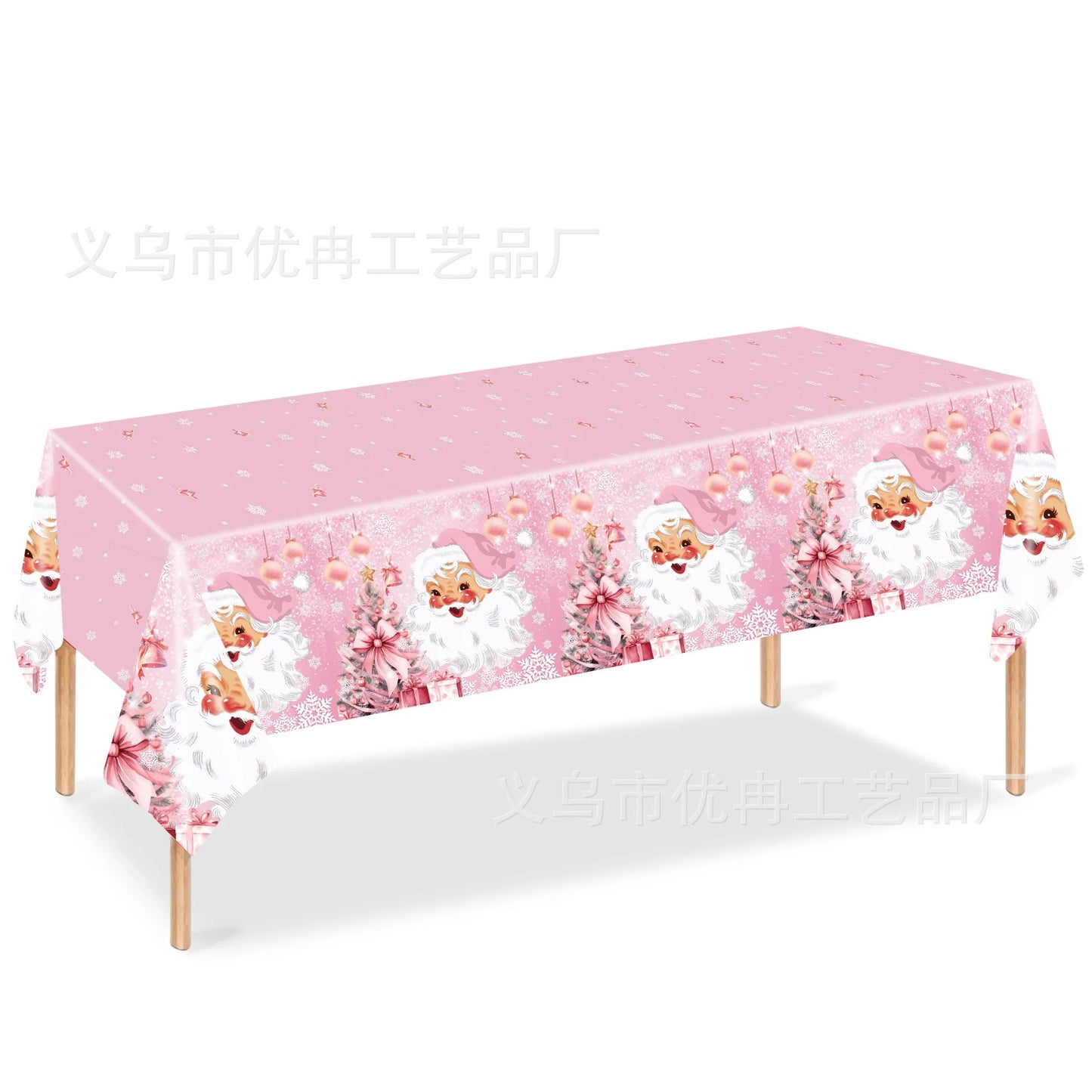 8Guests Pink Christmas Santa Claus Disposable Tableware Snowflake Santa Merry Christmas Decor 2025 Feliz Navidad Happy New Year