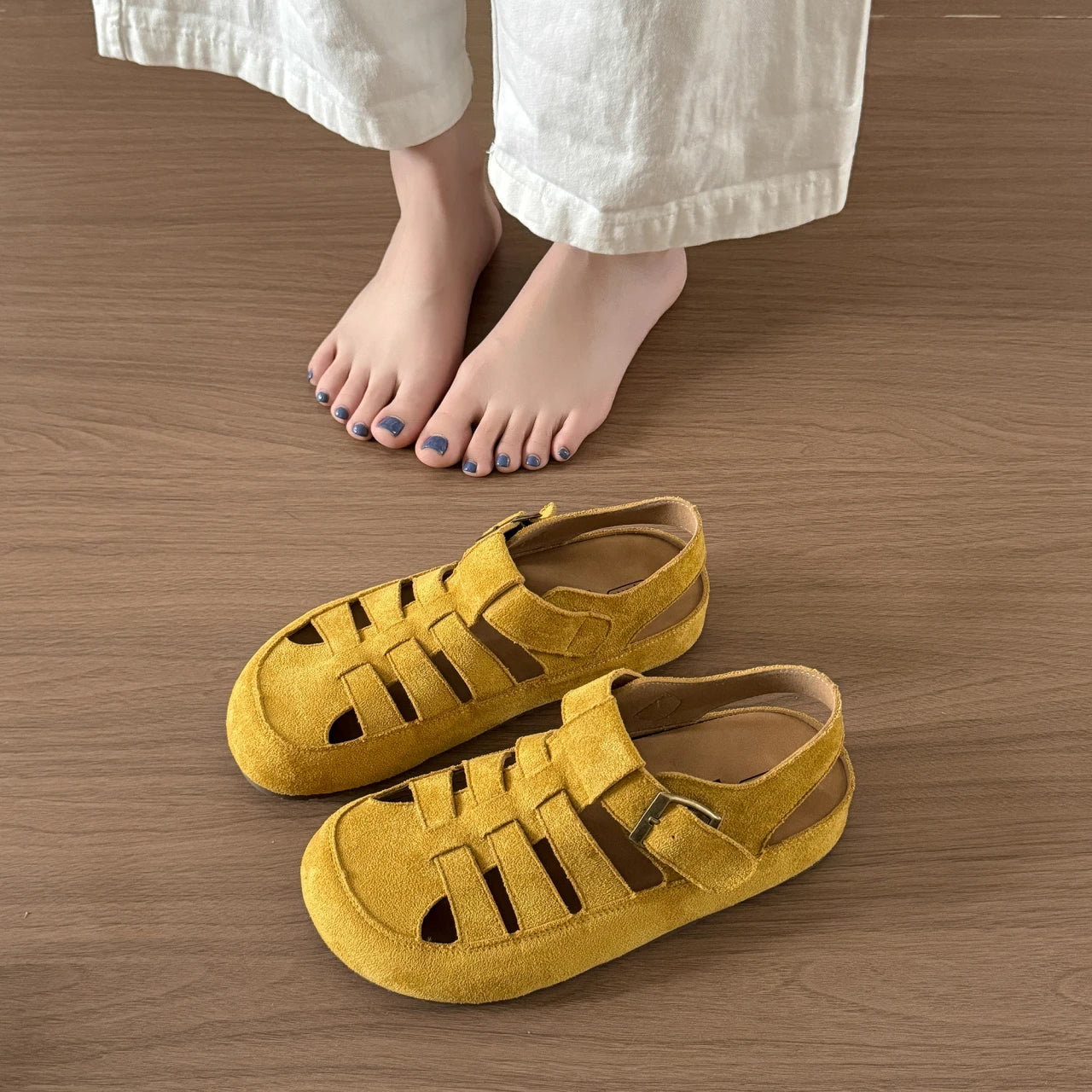 Flats Women's Sandals Fashion Hollow Designer Shoes Casual Slingback Slippers 2025 Summer Flip Flops Trend Sandalias De Mujer
