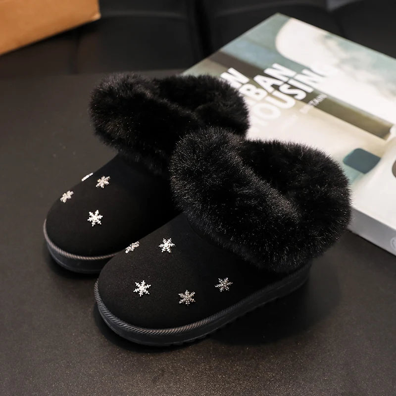 Kinder Winter Schneestiefel für Mädchen Neue klassische Kindermode Baumwollstiefel Outdoor Bequeme Kleinkinder Pelzige Plüsch Stiefeletten