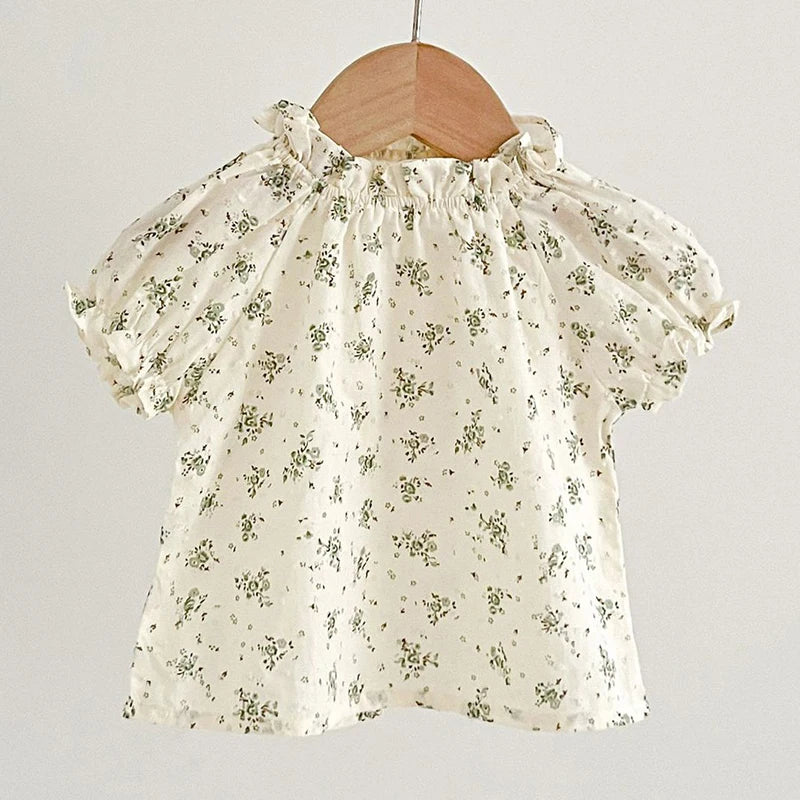 Infant Baby Girls Short Sleeve Green Printing Tops Shorts 2Pcs Clothing Sets Summer Baby Girls Children's Clothes Suit 0-3Yrs