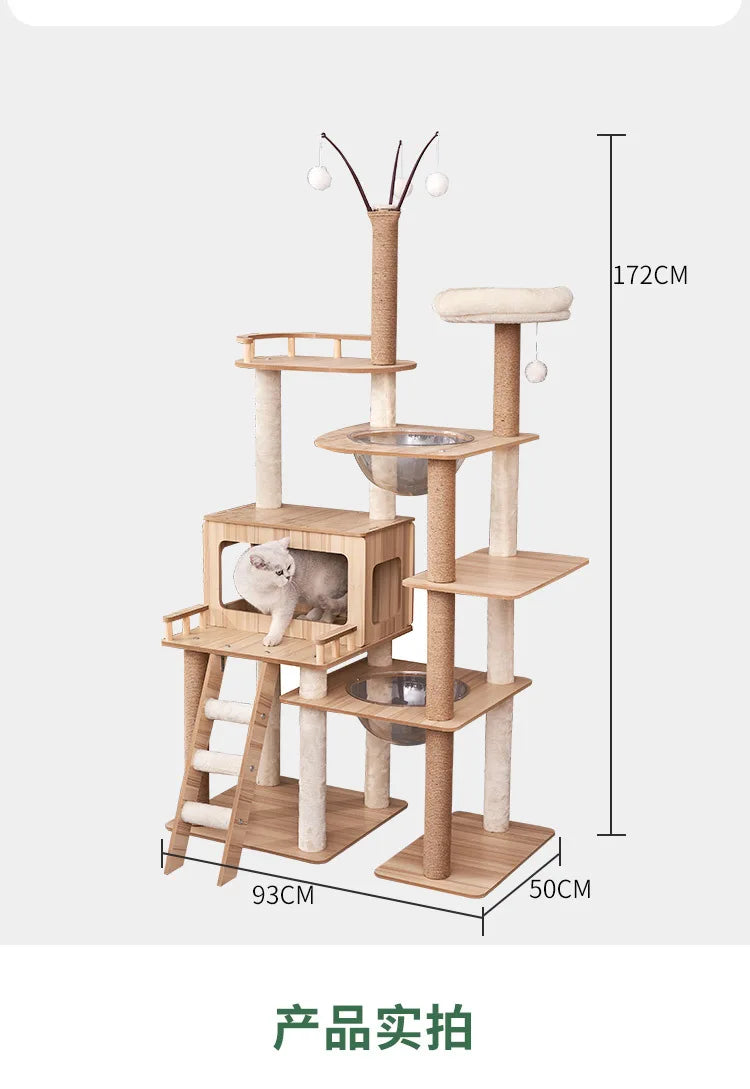 Großer Holz Katzenbaum Mit Raum Pod Multi-Level Katzen Turm & Kratzbäume Langlebig Katzen Möbel Für Indoor Katzen Katzen Spielzeug