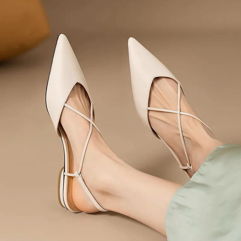 Designer Women Flats Sandals Elegant Pointed Toe Slingback Shoes Woman Summer 2025 Trend Fashion Flip Flops Sandalias De Mujer