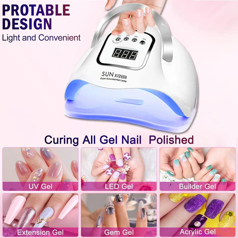 SUN X12 MAX UV LED Nail Lamp For Manicure 66 Led UV Lamp For Nails Gel Polish Dryer With Smart Sensor Professional Salon Tool