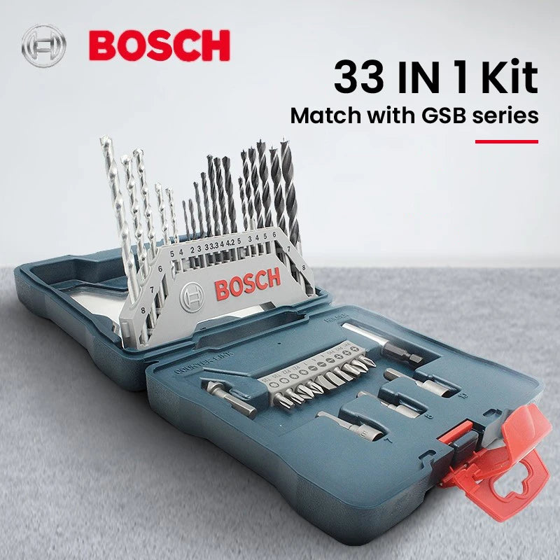 Bosch 33Pcs Drill Bits Screwdriver Bit Mixed Kit 2-8mm High-Speed Steel Drill Bit Screwdriver Head Mix Set for Wood/metal/stone