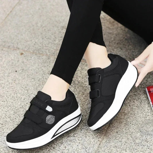 Women's Swing Sneakers Wedge Platform Toning Sports Shoes for Woman Breathable Slimming Fitness Newing Mom Shoes Thick Sole2024