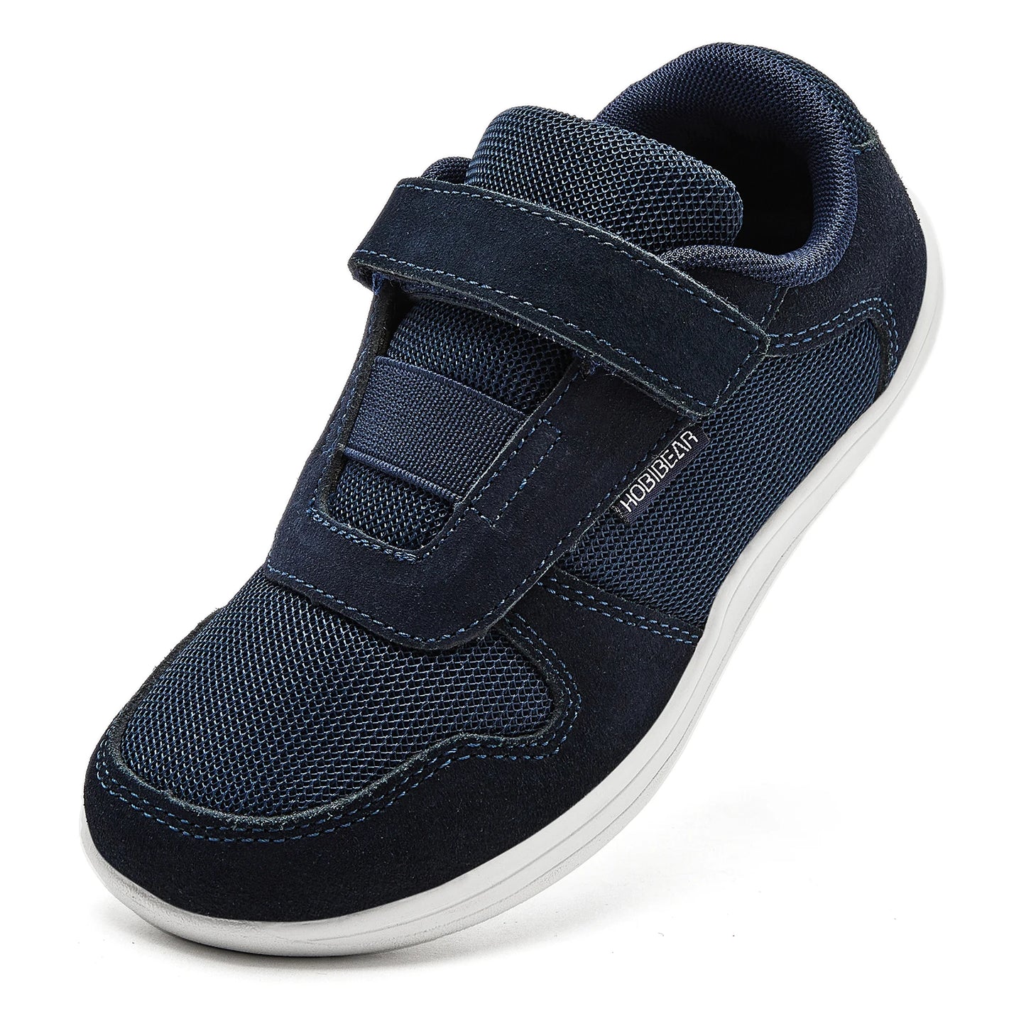 HOBIBEAR Kinder Weite Zehen Barfuß Schuhe - Klein/Groß/Kind Klettverschluss Minimalistische Sneaker - Kunstleder Mesh Leichtgewicht Schuhe